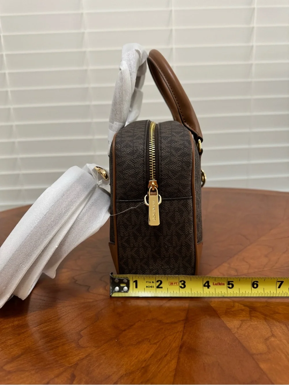 Michael Kors Brown Logo Satchel with Gold Accent
